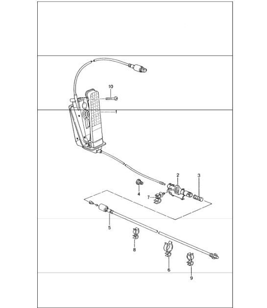 Diagram 702-10 Porsche 996 (911) (1997-2005) Système de levier manuel, groupe de pédales 