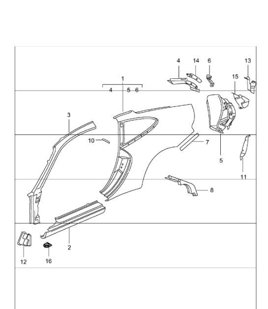 Diagram 801-55 Porsche Cayenne S V8 4.2L Diesel 382PS Karosserie