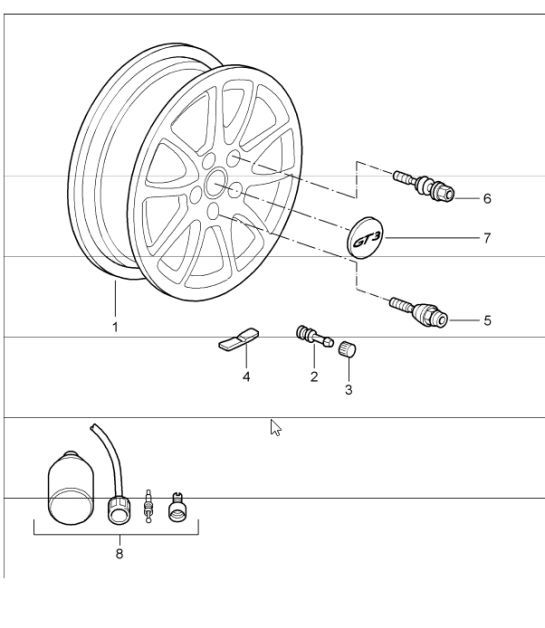 Diagram 601-00 Porsche Cayenne S 4.5L V8 2003>> Wheels, Brakes
