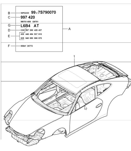 Diagram 801-00 Porsche 997 (911) MK1 2005-2008 Body