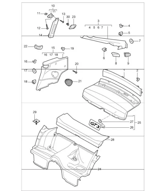Diagram 807-05 Porsche Cayman 987C/981C (2005-2016) Carrocería