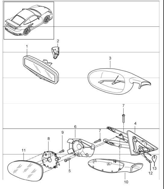 Diagram 809-10 Porsche 997 (911) MK1 2005-2008 Carrosserie