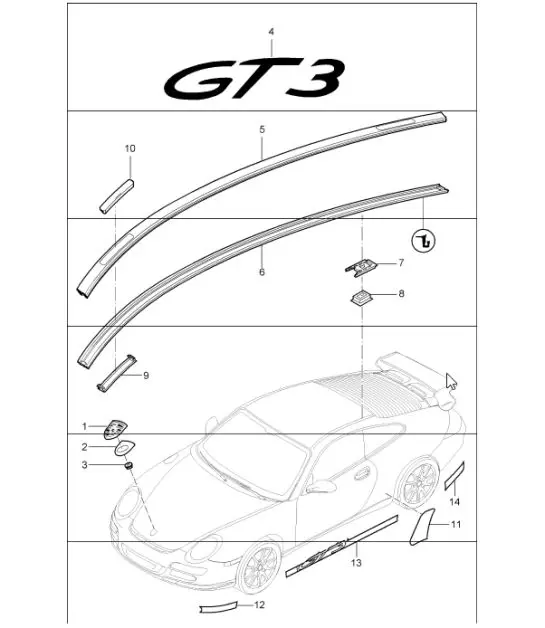 Diagram 810-00 Porsche 997 (911) MK1 2005-2008 Carrosserie