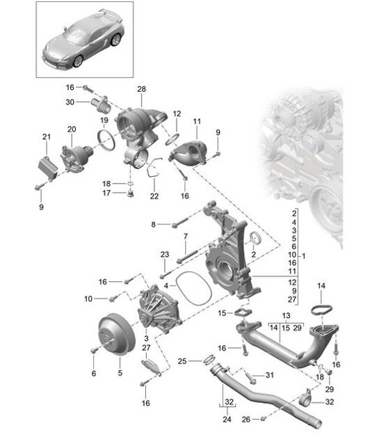 Diagram 105-000 Porsche Cayenne Turbo V8 4.0L Benzine 550 pk 