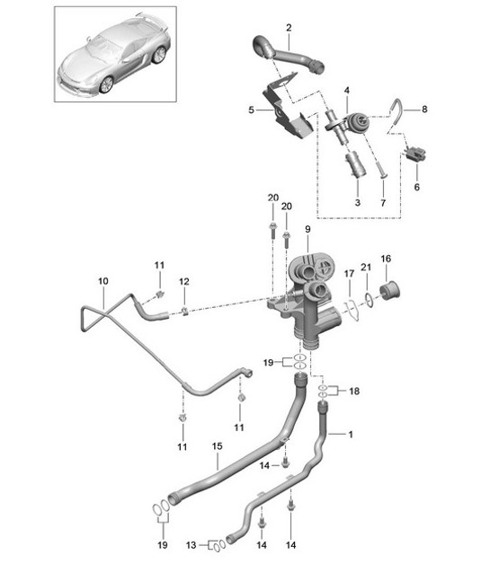 Diagram 105-005 Porsche Cayman GT4 3.8L 2015-16 Engine