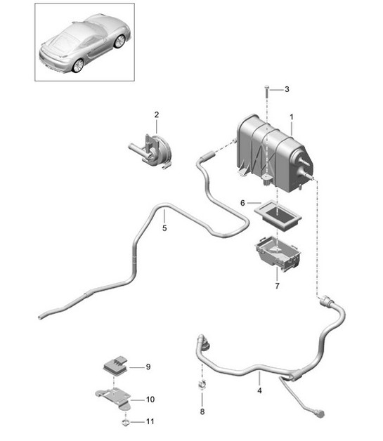 Diagram 201-020 Porsche Cayenne 3.2L V6 2003>> Fuel System, Exhaust System