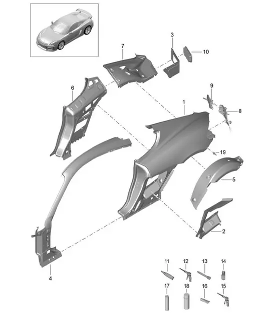Diagram 801-050 Porsche 996 C4S 3.6L 09/01-2005 Carrocería