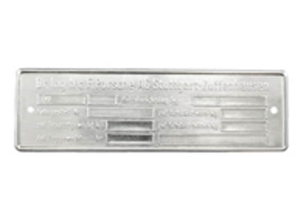 Etiqueta de identificación del chasis. Porsche 911 1974-80 - 91170110111