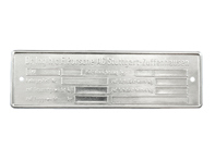 Chassis identification tag. Porsche 911 1974-80 - 91170110111 Chassis identification tag. Porsche 911 1974-80 - 91170110111