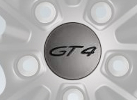 Radkappen mit „GT4“ Schriftzug in Platinum (seidenglänzend) für Porsche Cayman GT4 - 00004460719
