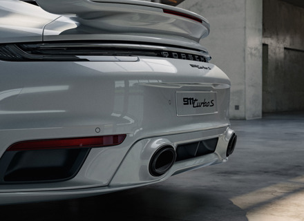 Sports exhaust system, with tailpipes in Black. Porsche 992 Turbo / Turbo S - 992044220 Sports exhaust system, with tailpipes in Black. Porsche 992 Turbo / Turbo S - 992044220