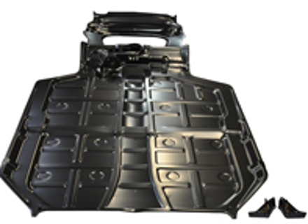 Bodemplaat & brandstoftankgedeelte compleet. Porsche 911 08/1967-07/1989 - 1683100800, 5911000, 90150105131, 91150105100, 91150105110, 91150105112, 91150105116, 91150105112GRV - 1683100800