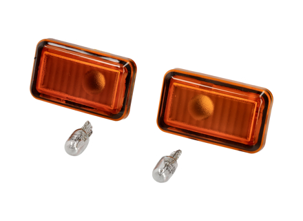 Seitliche Blinker, quadratisch, bernsteinfarben. (2er-Set) Porsche 924 / 944 / 968 / 993 / 964 / 911 - 4A0949101, 99963103290