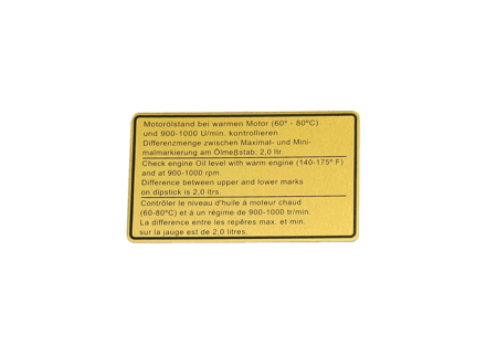 Sticker, motoroliepeil. Porsche 911 1973 - 91100650400 - 911858, 1601502400