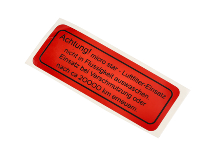 Decalcomania del filtro dell'aria. Porsche 356B/356C/912 - 64470100200 - 1601503800 Decalcomania del filtro dell'aria. Porsche 356B/356C/912 - 64470100200 - 1601503800