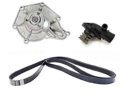 Water pump, belt & thermostat insert kit Porsche 958 Cayenne Diesel 3.0ltr - 95510603310, 95810603320, 95810603321, 95810603210, 95810221600, 95510293400