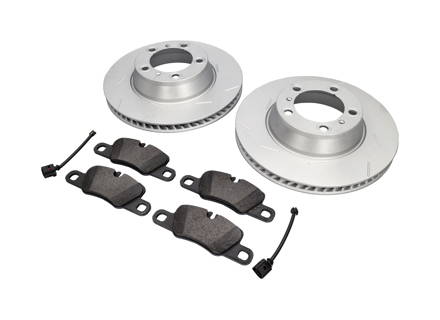 HINTERE Bremsbeläge und Bremsscheibenpaket. Porsche Panamera 3.0L Diesel / 4S - 971615601P, 971615602P, 95861236550, 97035294908