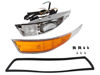 Boîtier de clignotant avant, moulage en aluminium avec lentille, faisceau de câbles et joint. Porsche 911 68-73 - 91163140130, 90163140103, 90163140203, 91163140230 - 1695402270, 1695402280