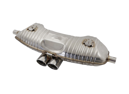 Stainless Steel OE-Style Exhaust Muffler / Silencer with Twin S-Style Tailpipes for Porsche 986 Boxster 2.5L / 2.7L / 3.2L 1997-2004 - 99611112106, 99611112107, 99611114105, 99611114202, 99611114211, 99611114215, 99611115101, 99611115202, 00004420009, 00004420010, 00004420011, 00004420012