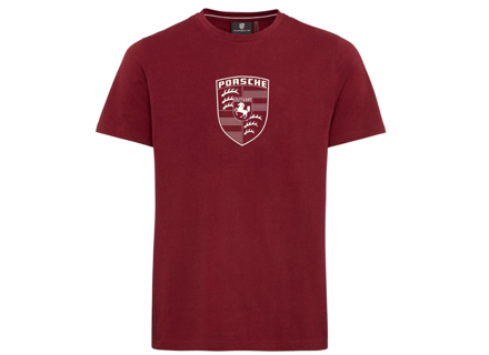 T-Shirt Porsche Crest, Rouge Bordeaux – Collection Essential - WAP671