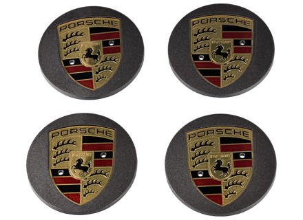 Wieldoppen met gekleurd embleem voor Porsche Macan (set van 4) - 00004460512, 00004460712