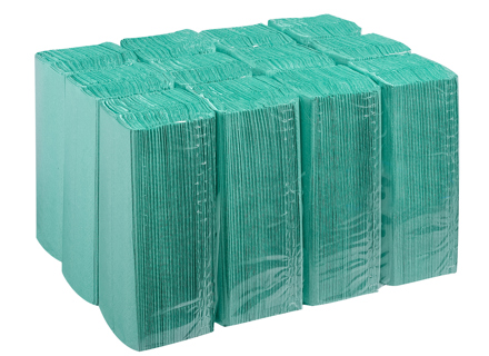 1 ply green C-fold paper hand towels - 12 packs of 240 sheets - CGT28801, BDP00183