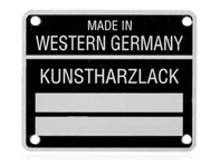 Targhetta con numero di telaio e codice vernice. Porsche 911/912 65-89 - 90170111105 Targhetta con numero di telaio e codice vernice. Porsche 911/912 65-89 - 90170111105