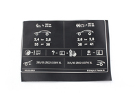 Tyre pressure sticker. Porsche 9YA Cayenne - 9Y0010000B Tyre pressure sticker. Porsche 9YA Cayenne - 9Y0010000B