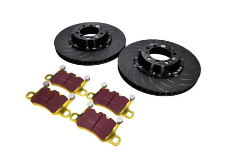EBC Racing 后部两件式浮动制动盘和 yellowstuff 衬垫套件。保时捷 991 turbo / 981 Cayman GT4 - P2DK042Y, 99135240703, 99135240803, 99135294705 - DP42207R, SG2F012