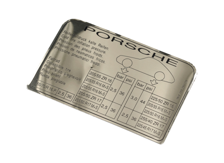 Sticker Tyre Pressure. Porsche 964 1993>> - 96470128723 Sticker Tyre Pressure. Porsche 964 1993>> - 96470128723