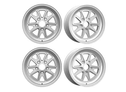 Juego de llantas de aleación Outlaw52 001 de 16" en color plata mate. Porsche 911 - 001FS-67053+23, 001FS-68053+10 Juego de llantas de aleación Outlaw52 001 de 16" en color plata mate. Porsche 911 - 001FS-67053+23, 001FS-68053+10