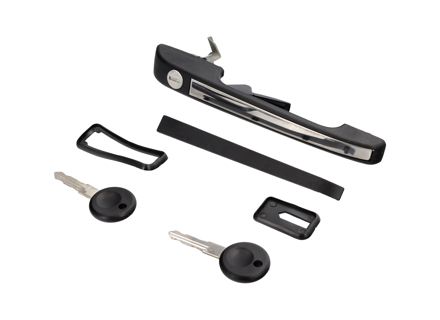 Deurgreep. Porsche 924S / 944 inclusief sleutels, zwart en chromen inzetstuk - 94453890500, 94453890600, 477837037H, 477837038H, 94453890503, 94453890603 Deurgreep. Porsche 924S / 944 inclusief sleutels, zwart en chromen inzetstuk - 94453890500, 94453890600, 477837037H, 477837038H, 94453890503, 94453890603