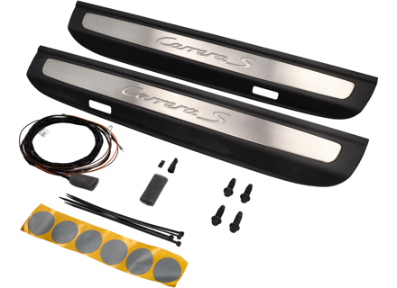 Side Sills Trims in Stainless Steel with Logo, Illuminated. Porsche 991 (911) Carrera >>2013 - 99104480010, 99104480011, 99104480012, 99104480013 Side Sills Trims in Stainless Steel with Logo, Illuminated. Porsche 991 (911) Carrera >>2013 - 99104480010, 99104480011, 99104480012, 99104480013