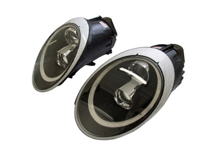 HEADLAMP DUAL PROJECTOR XENON + AURORA LIGHT Porsche 997 05-08 BLACK LENS LHD - 99763115713, 99763115813