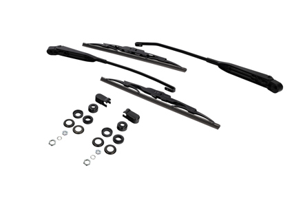 Ruitenwisserarmen, -bladen en montageset inclusief dop. Voorzijde voor auto's met het stuur links. Porsche 911 / 930 / 914 - 96462802805, 96462802802