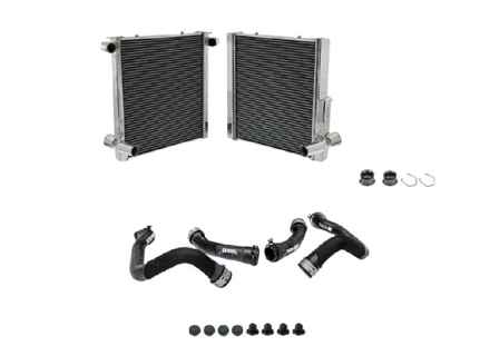 Aluminium radiator voor koelvloeistof en slangen, set van 2. Porsche 718 Boxster / 718 Cayman - 9P1121251, 9P1121252 - 7086, 7087
