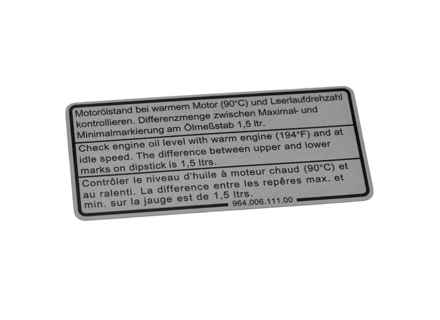 Adesivo livello olio motore, argento. Porsche 964 / 993 - 96400611100 - PAKMO