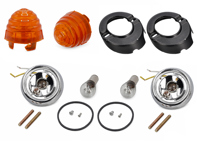 Set di indicatori di direzione anteriori con lenti gialle. Porsche 356B / 356C - 64463140106, 64463140206, 64463140101, 64463140201, 64463141106