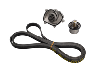 Water pump, belt & thermostat insert kit Porsche 957 Cayenne S / GTS / turbo - 94810603301, 94810612500, 94810612501, 7PP903137, 95510225100