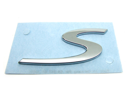 S - Badge achterklep, CHROOM. Porsche 991 - 99155924301