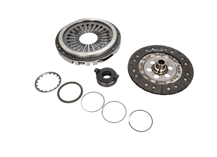 Beschadigde koppelingsset. Porsche 964 / 993 Carrera SACHS koppelingsplaat, druklager en drukschijf. - 99311691101, 3000551001, 3082213133, 1864485031, 3151000464, 4200080060, 99311691100