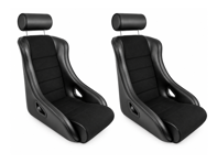 Sport-Stradale Bucket Seats, Black Leatherette / Corduroy, SET OF 2. Porsche 356 / 911 / 912 1950-89