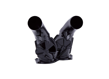 Boîtier de volet de chauffage. Porsche 911 / 930 1987-89. Acier inoxydable, finition noire. Lot de 2. - 91121101400, 91121101300 - 9220001B, 9220001