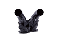 Boîtier de volet de chauffage. Porsche 911 / 930 1987-89. Acier inoxydable, finition noire. Lot de 2. - 91121101400, 91121101300 - 9220001B, 9220001