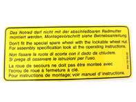 Emergency wheel sticker. Porsche 911 / 944 - 94470119300 Emergency wheel sticker. Porsche 911 / 944 - 94470119300