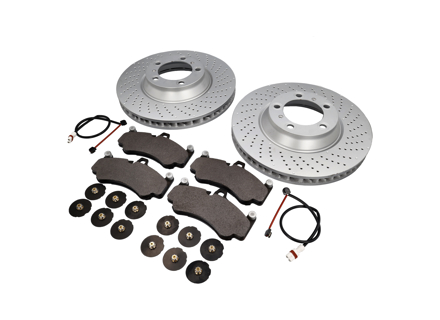 FRONT Brake Pads and Brake Disc Package Porsche 997 Turbo OE - 99635194802, 99735140501, 99735140601, 99761267701, 99635208602