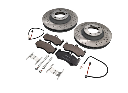 FRONT Brake disc rotor & Brake pads kit 350x34mm. Porsche 997 I422 Center Lock Wheels - 99735140502, 99735140602 - PFL30905, PFR31005