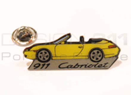 Pinbadge 'Porsche 911 Cabriolet' geel