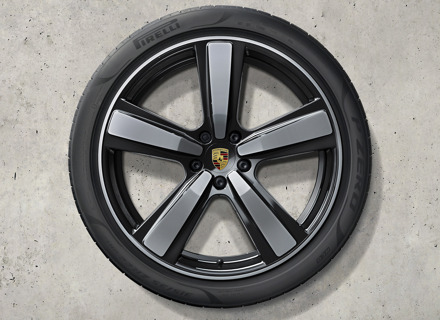 Cerchi in lega leggera Cayenne Exclusive da 22" con design nero (lucido) e pneumatici estivi Porsche originali - 9Y0044643R