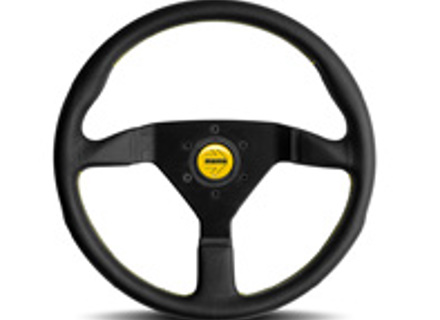 Steering wheel MONTECARLO, with Yellow stitching and horn button - Momo - M11111785BKYER